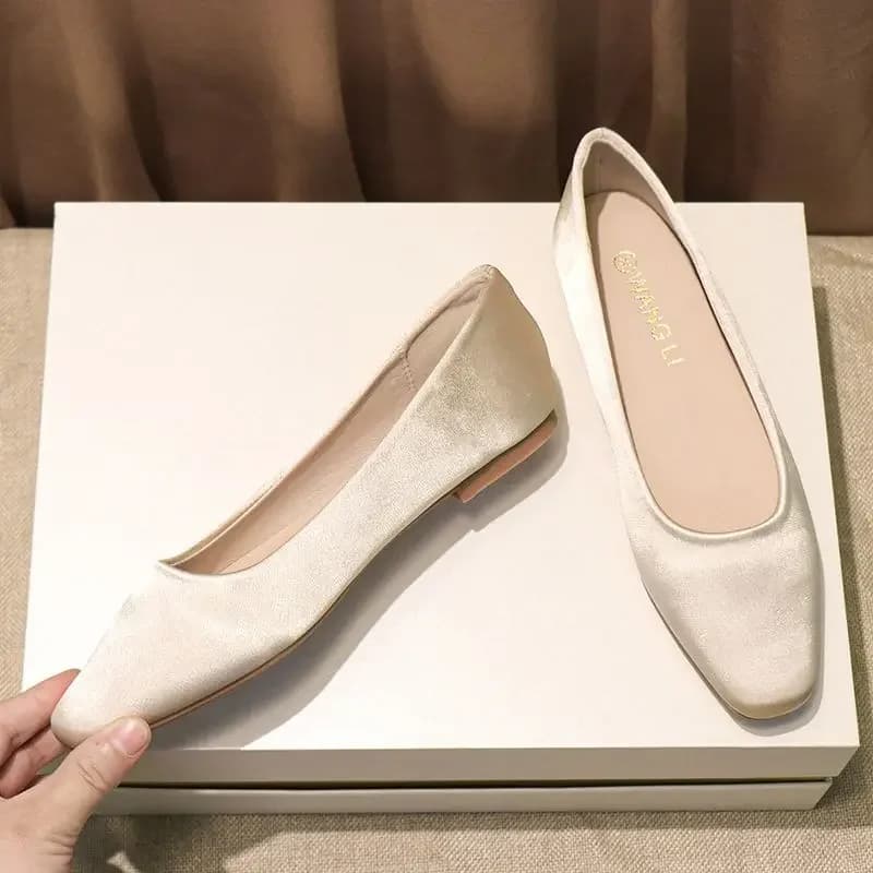 Women's Low Heel Square Toe Office Flats