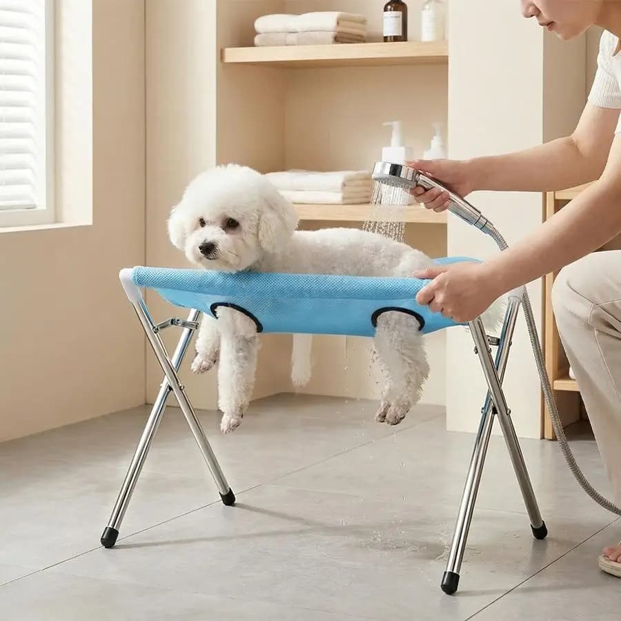 Portable Pet Grooming Stand with Mesh Deck