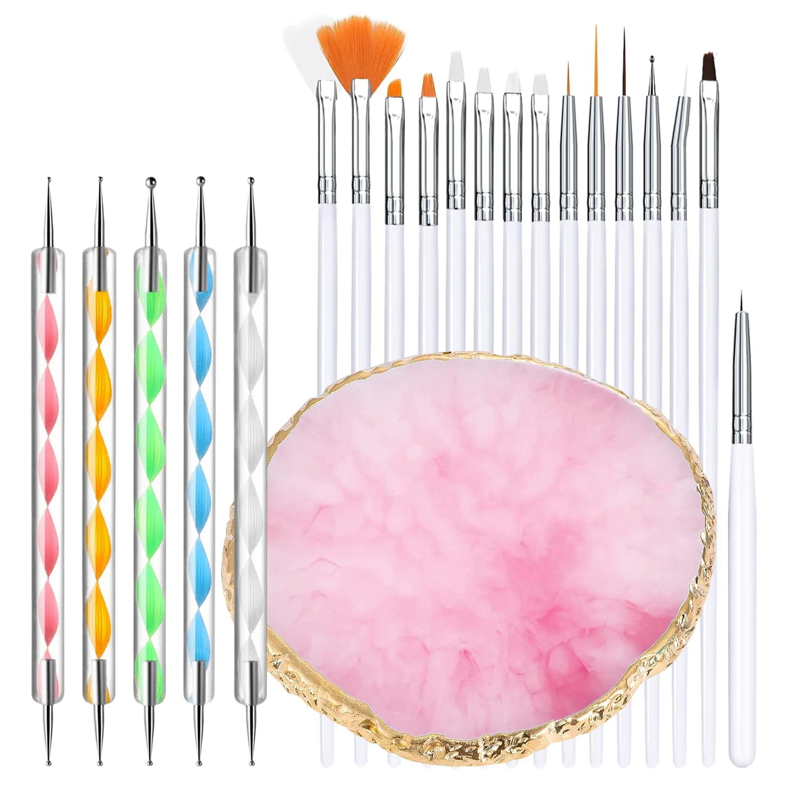 Nail Art Palette Brush Design Tip Painting Drawing Display Carving Dotting Pen Acrylic Gel UV Polish DIY Manicure Set Tools