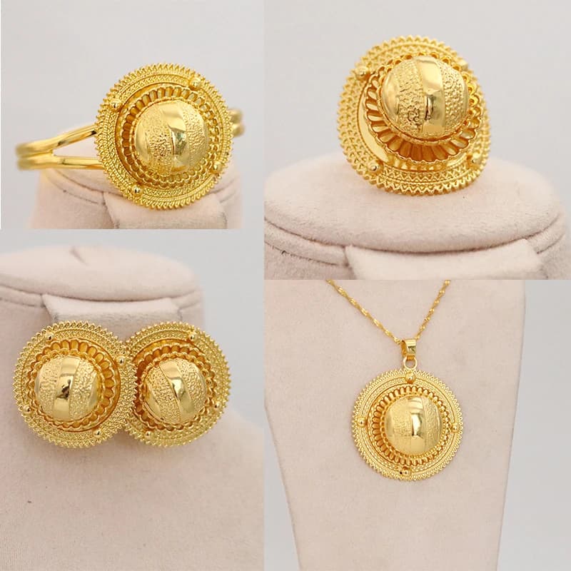 Ethiopian Women's Jewelry Set with Hairpins and Headbands