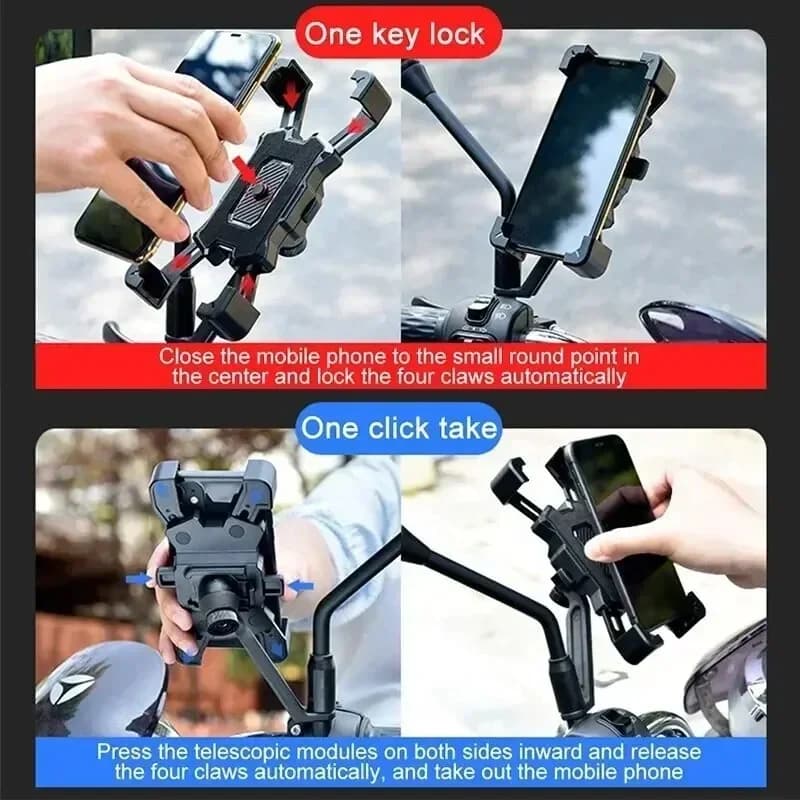 Motorcycle Bike Phone Mount  360° Rotatable Phone Holder for Mountain Bike Moto Motorcycle Stand Bracket Non-slip Cycling