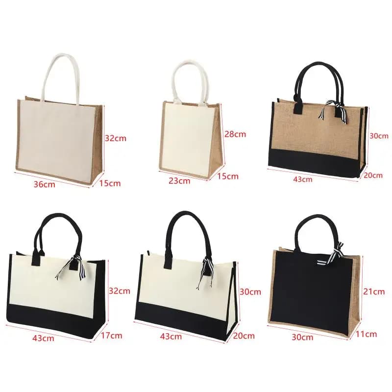 Jute Reusable Shopping Tote with Handles