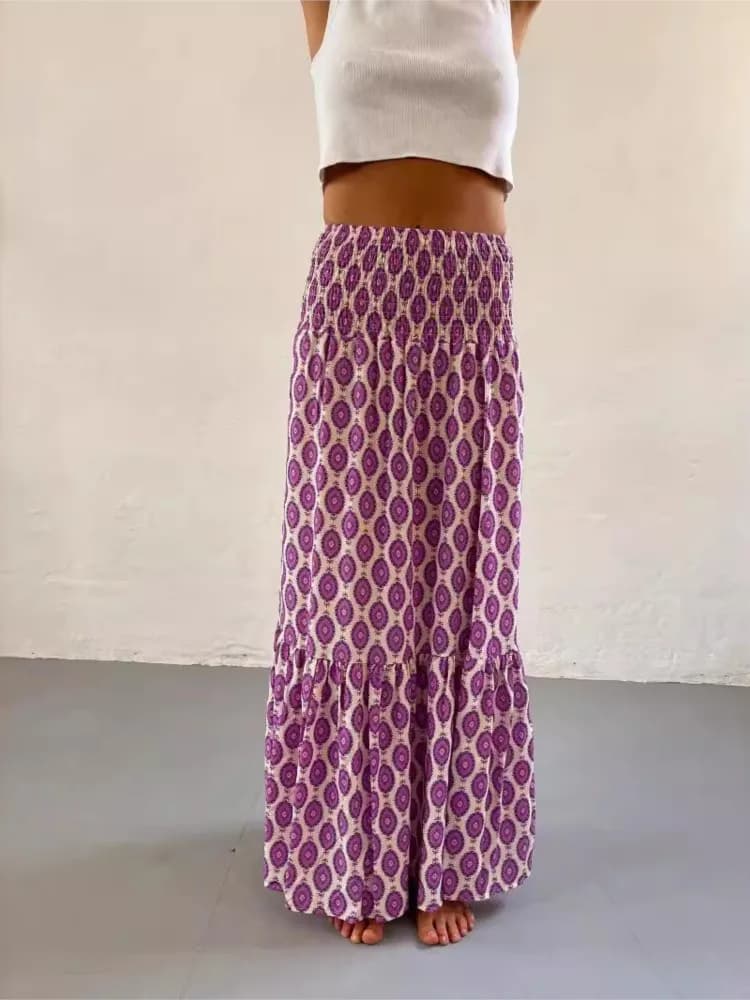 Women's Boho Floral Maxi Skirt