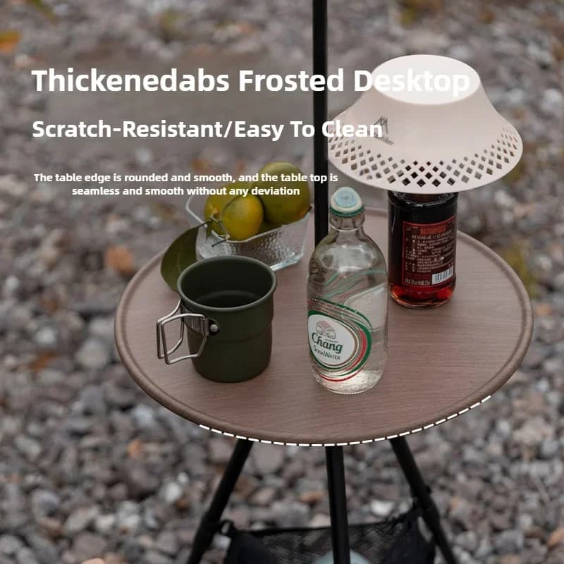 Portable Round Camping Table with Storage