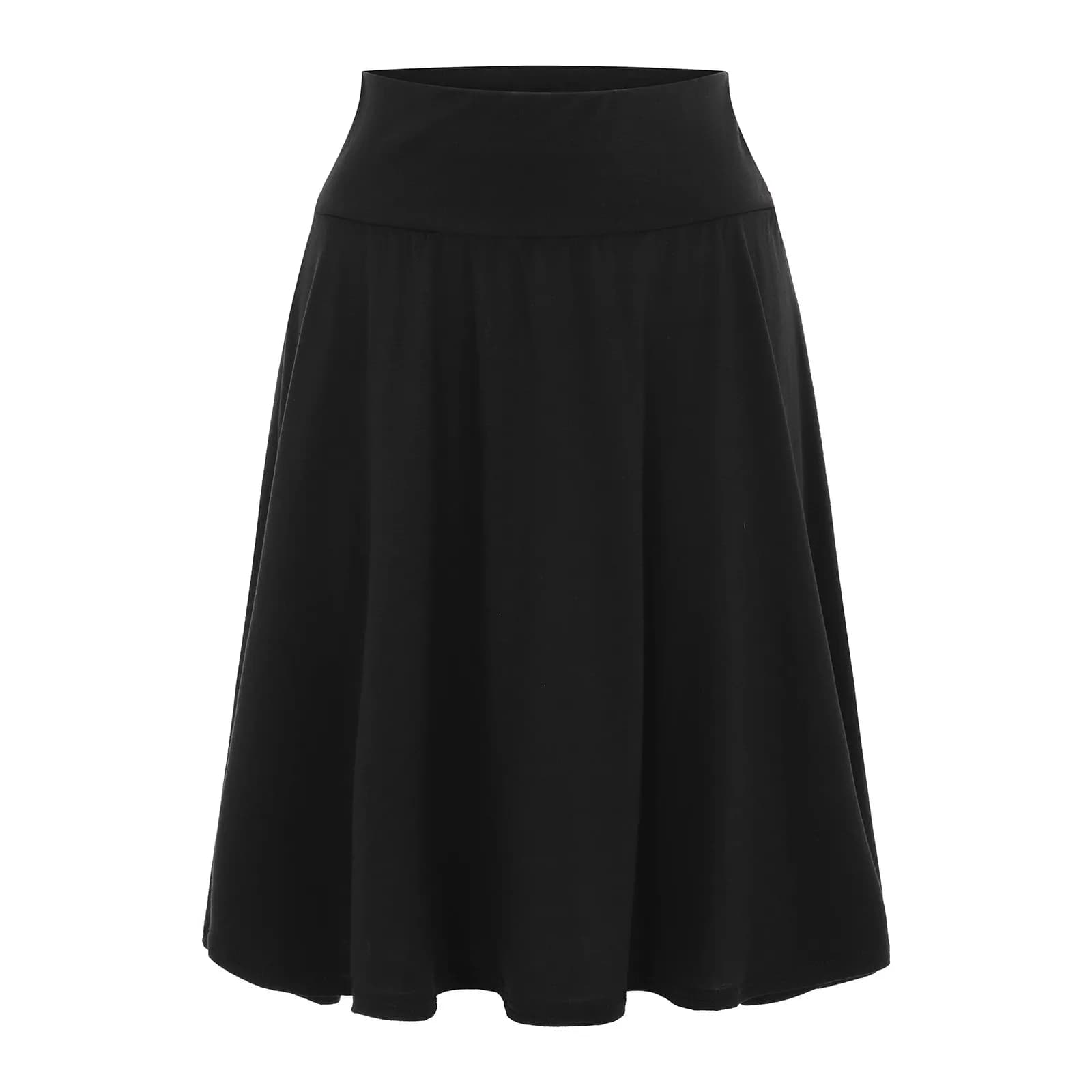 Women's High Waist Elastic Knee Length Skirt