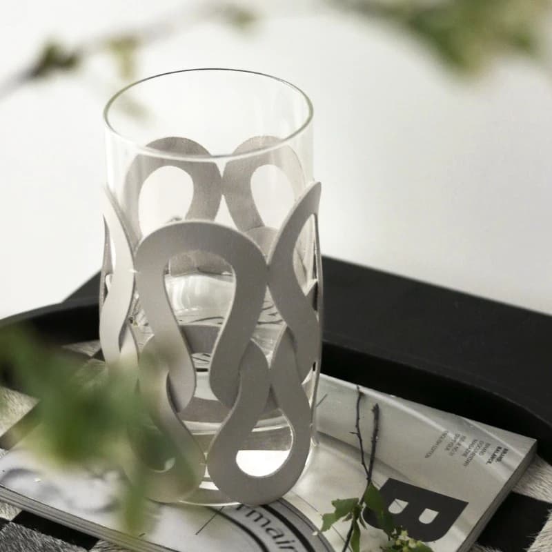 Glass Vase with Leather Weaving Accent