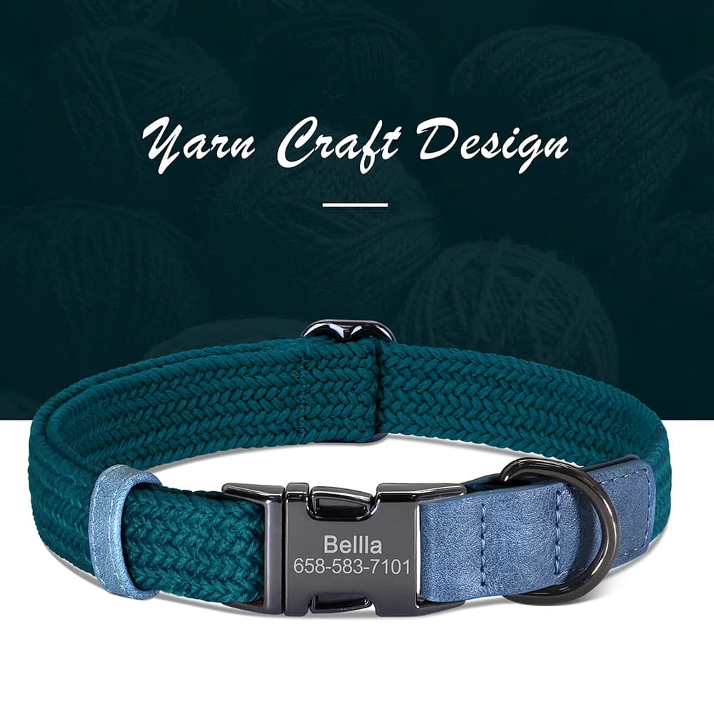 Custom Dog Collar Dog Durable Nylon Dog Collars Free Engraved Pet Name Buckle Necklace Adjustable for Small Medium Large Dogs