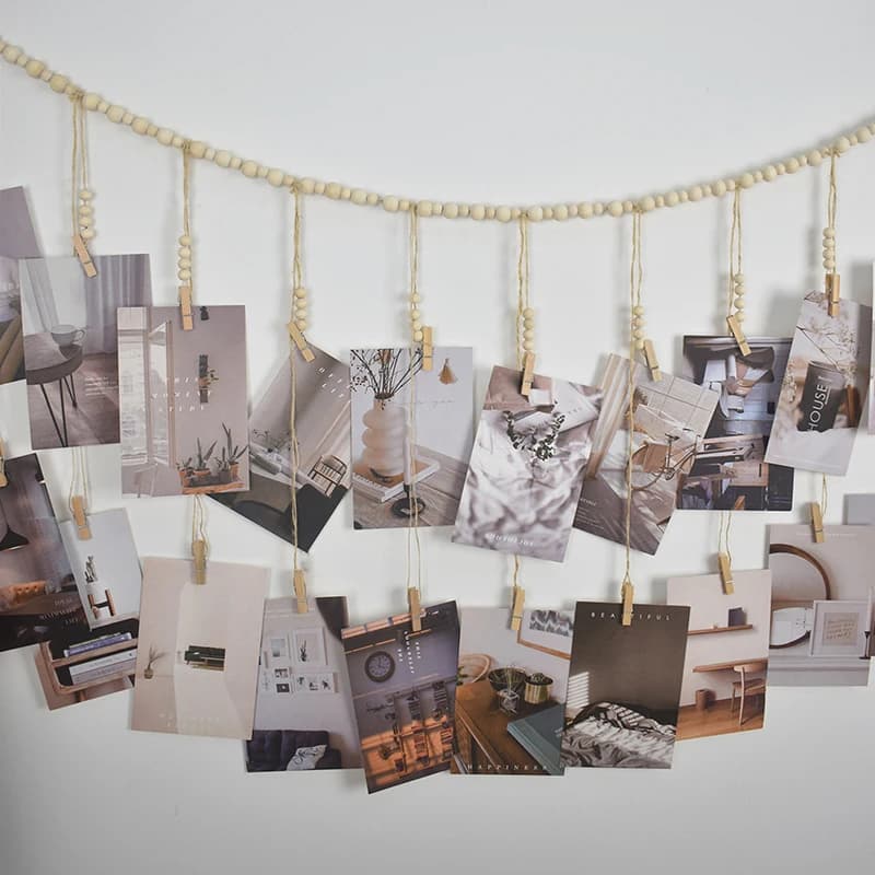 Photo Display Wall Hanging Decor Boho Home Decoration Wooden Beads Macrame Tapestry For Wall Hanging Room Decors Aesthetic Gift
