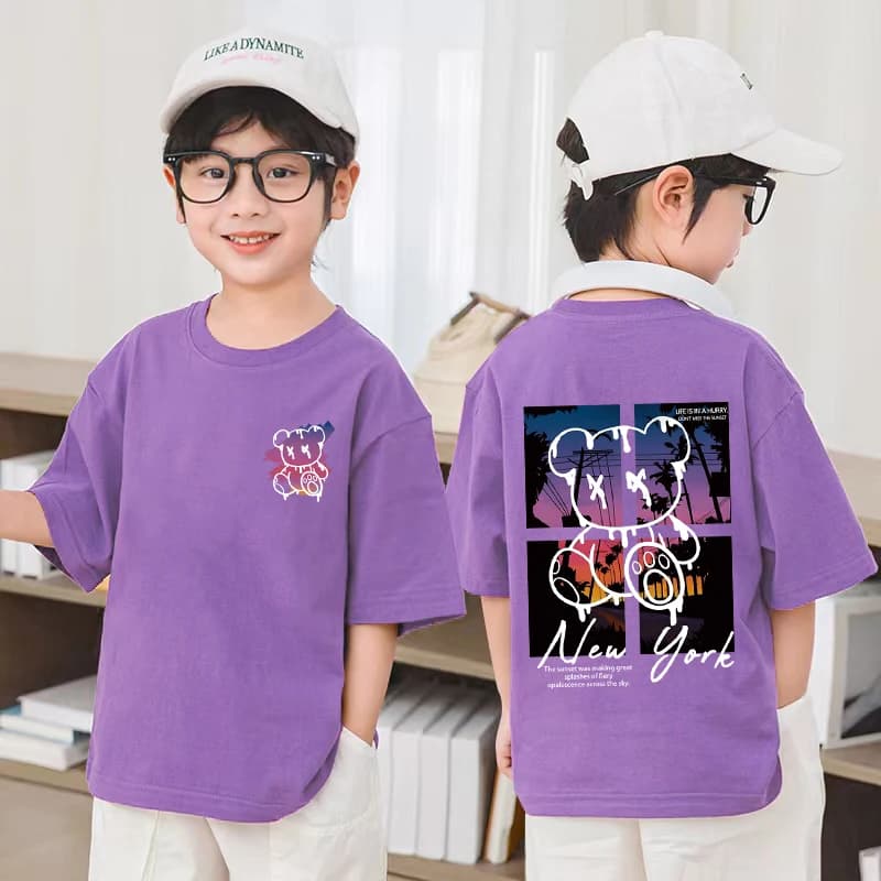 Korean Summer Cotton Graphic T-Shirt For Kids