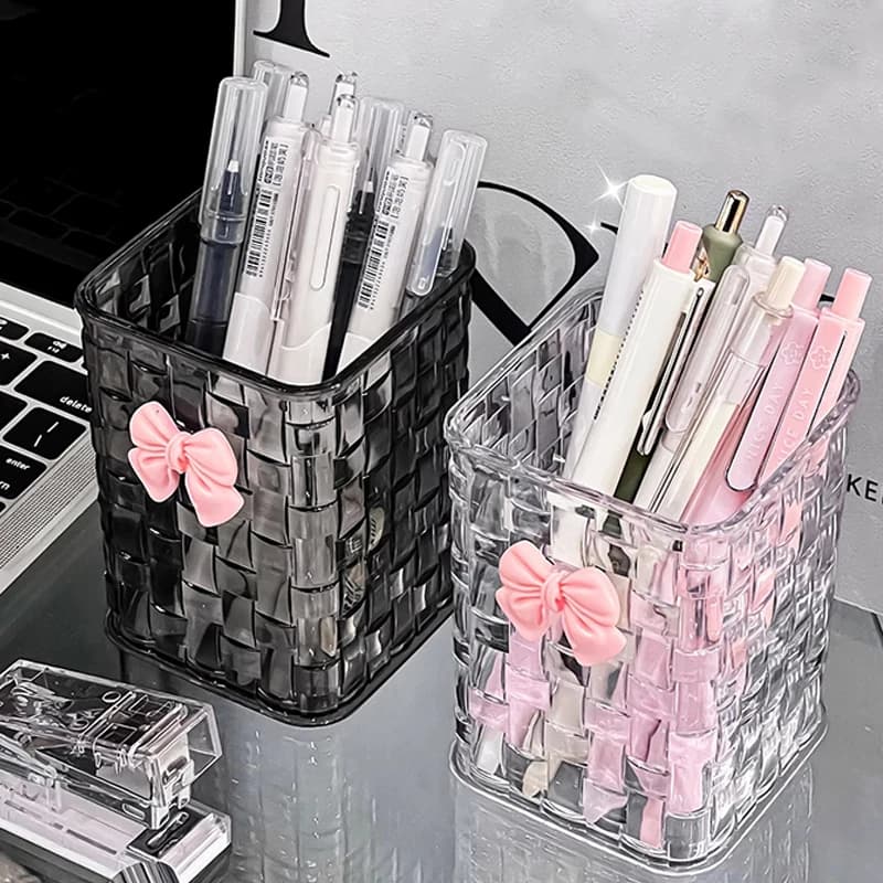 Desktop Pen Holder With Bow Decoration