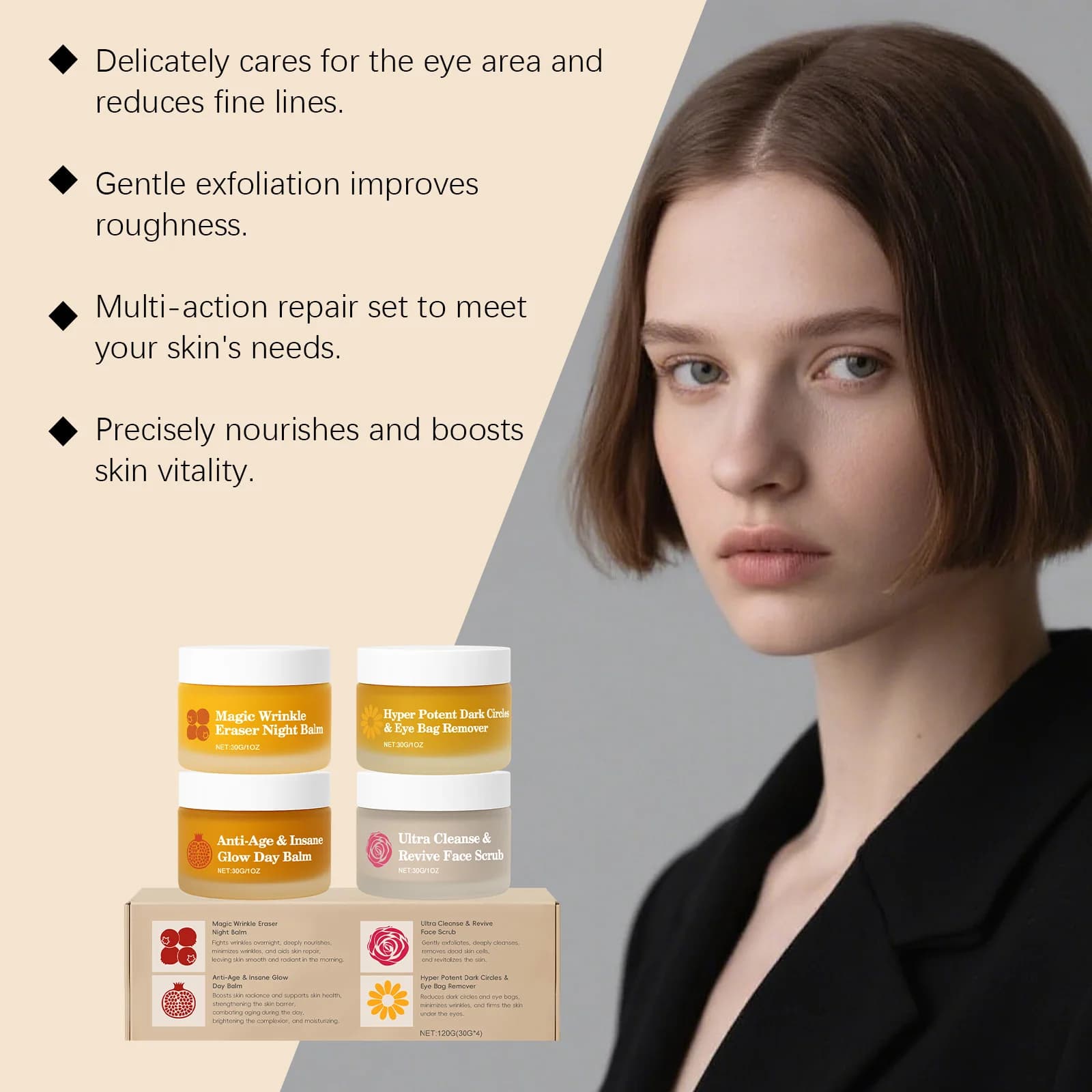 Day Night Skincare Set Moisturizes Refreshing Brightening Improve Fine Line Skin Reduce Dark Circles Multi Functional Facial Set