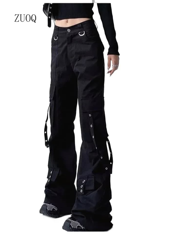 Black Straight-Leg Work Pants for Women