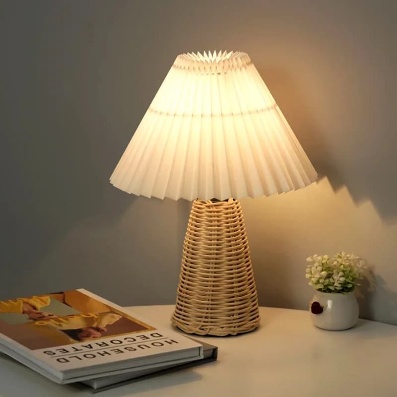 Handmade Rattan Bedside Table Lamp