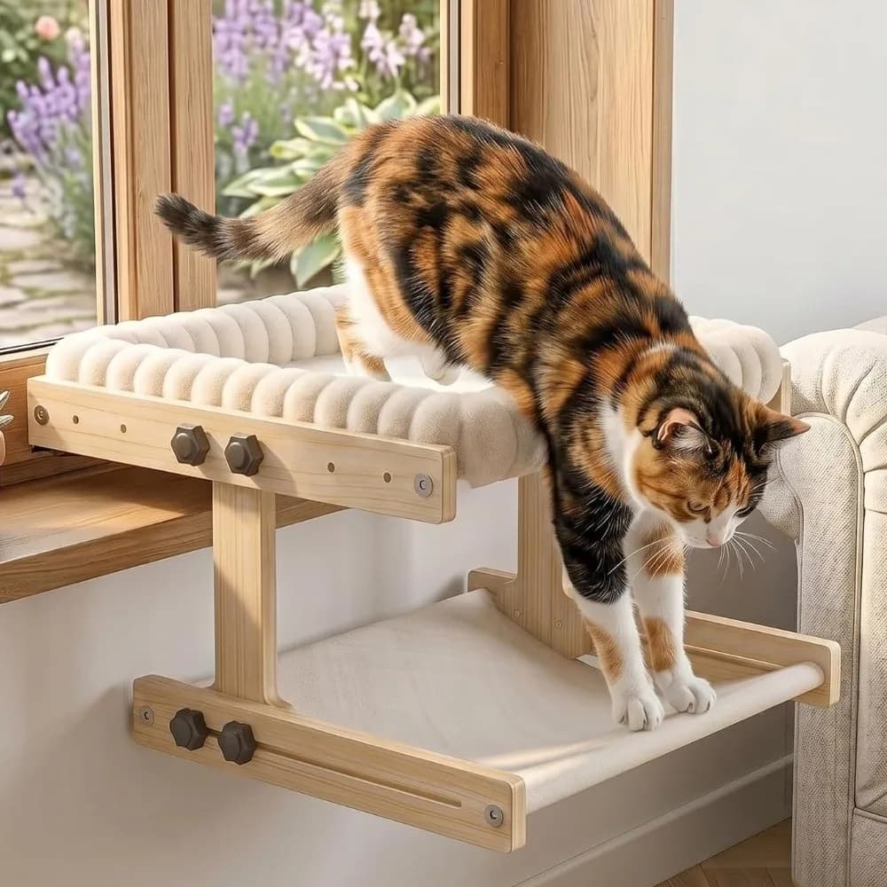 Adjustable Wooden Cat Window Perch