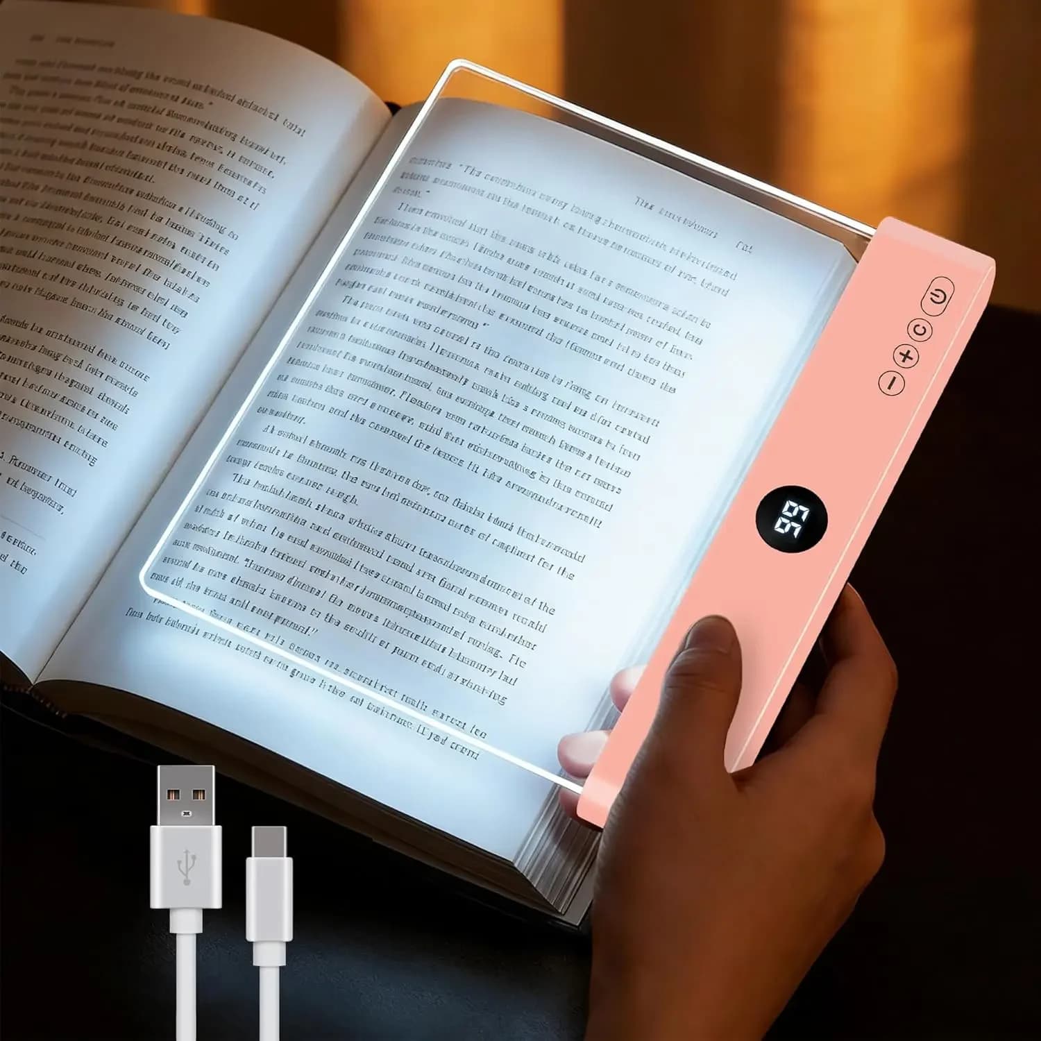 Rechargeable Book Light with Dimmable LED Panel