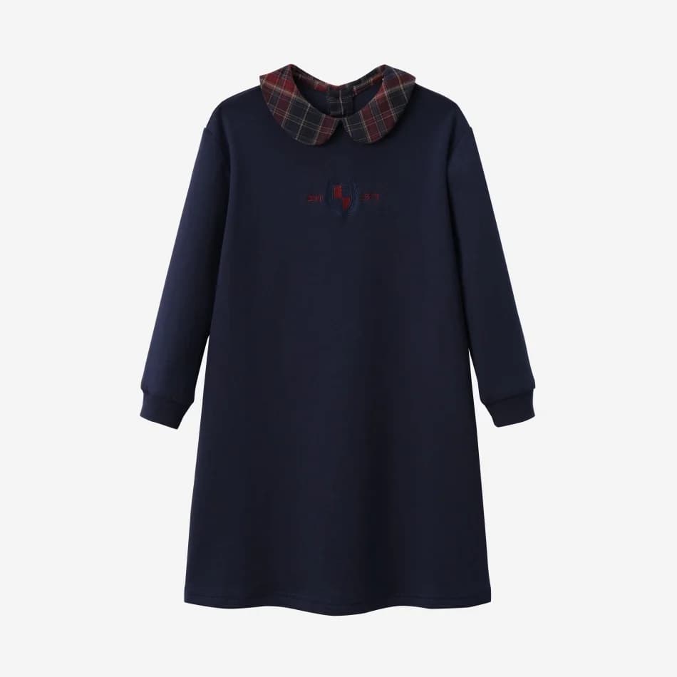 Navy Denim Varsity Embroidery Sweatshirt