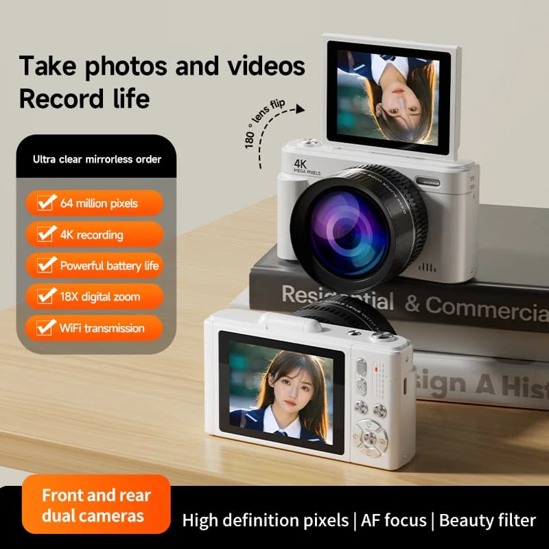 Compact 4K Digital Camera 64MP with 18x Zoom