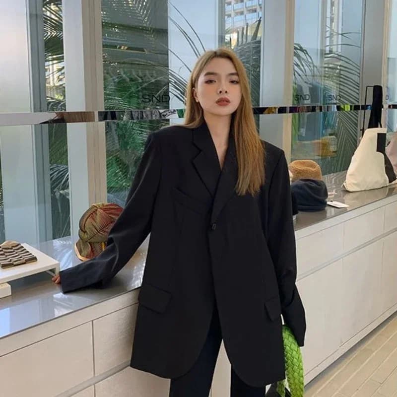 Black Oversized Blazer Jacket for Women