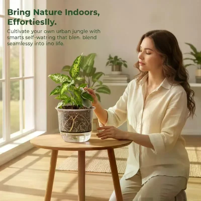 Self-Watering Clear Plastic Plant Pot