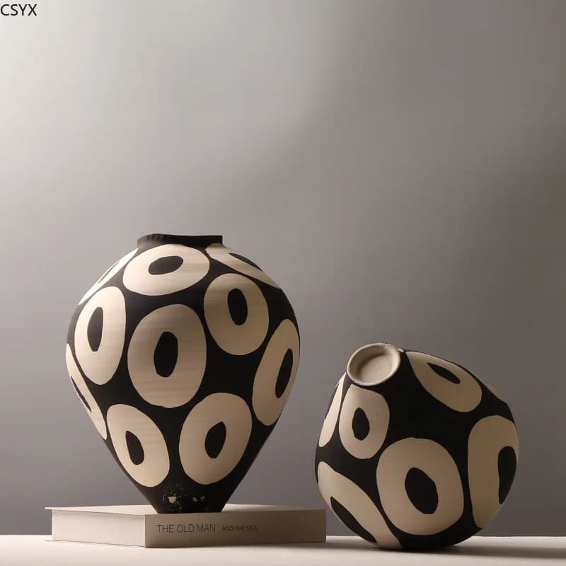 Ceramic Vase With Geometric Circles Design