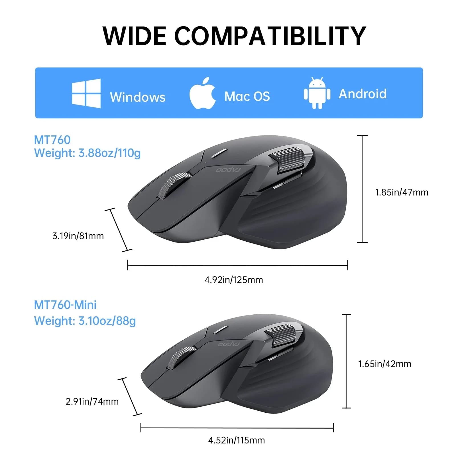 Ergonomic Multi-Device Wireless Laser Mouse