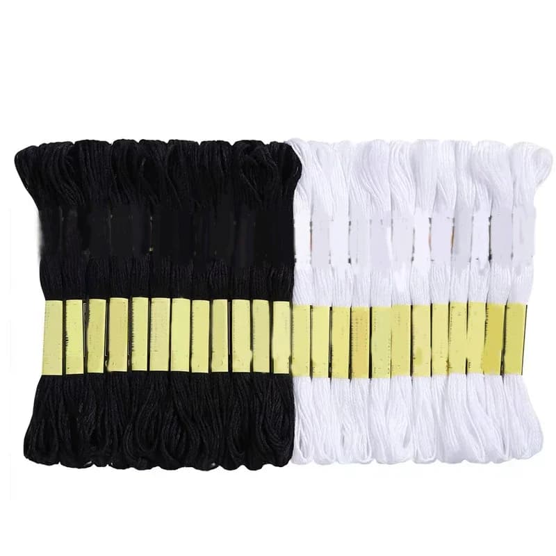 Black and White Embroidery Floss Skeins