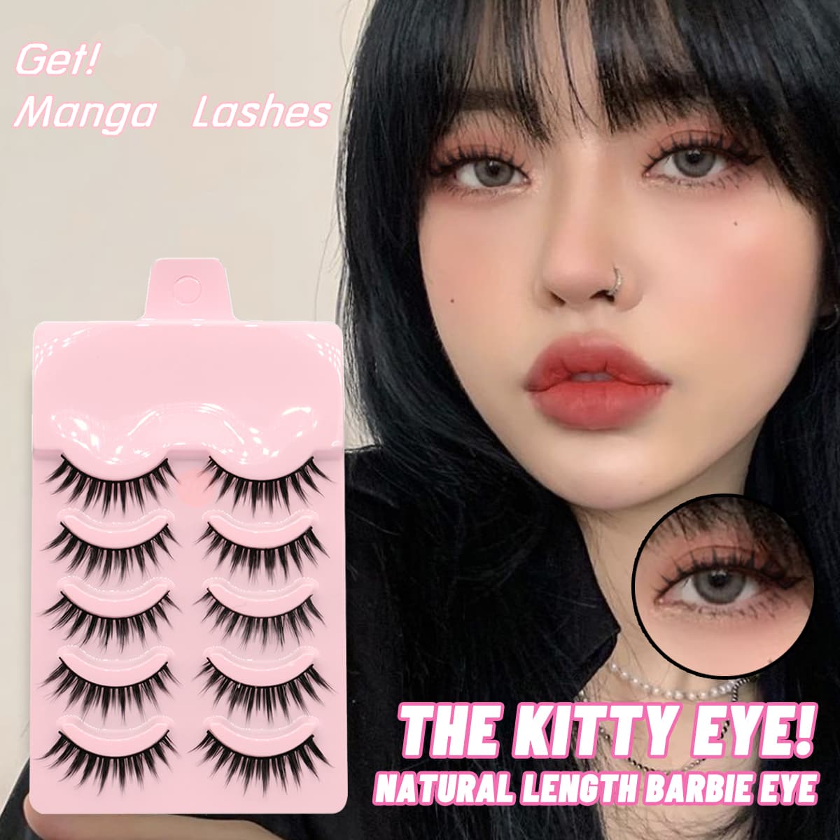 5 Pairs Manga Lashes Anime Cosplay Natural Wispy Korean Makeup Artificial False Eyelashes