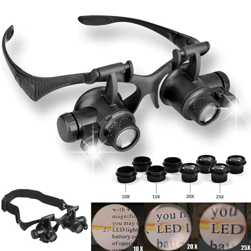 Head-Mounted Magnifying Glass with LED Lights