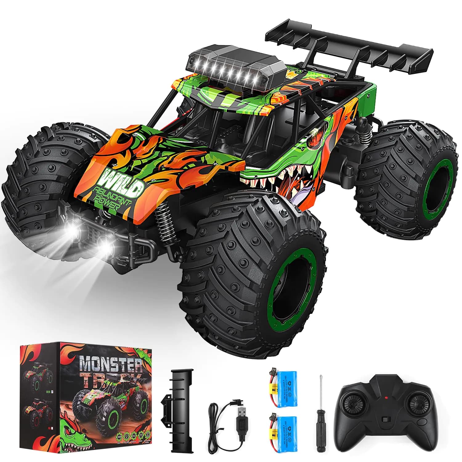 DESIVO Remote Control Car RC Truck for Boys 5-12 High Speed All Terrain Kids Toys Monster Truck for Boys Girls RC Truck with Car Body Lights & Headlights for Christmas Halloween Thanksgiving