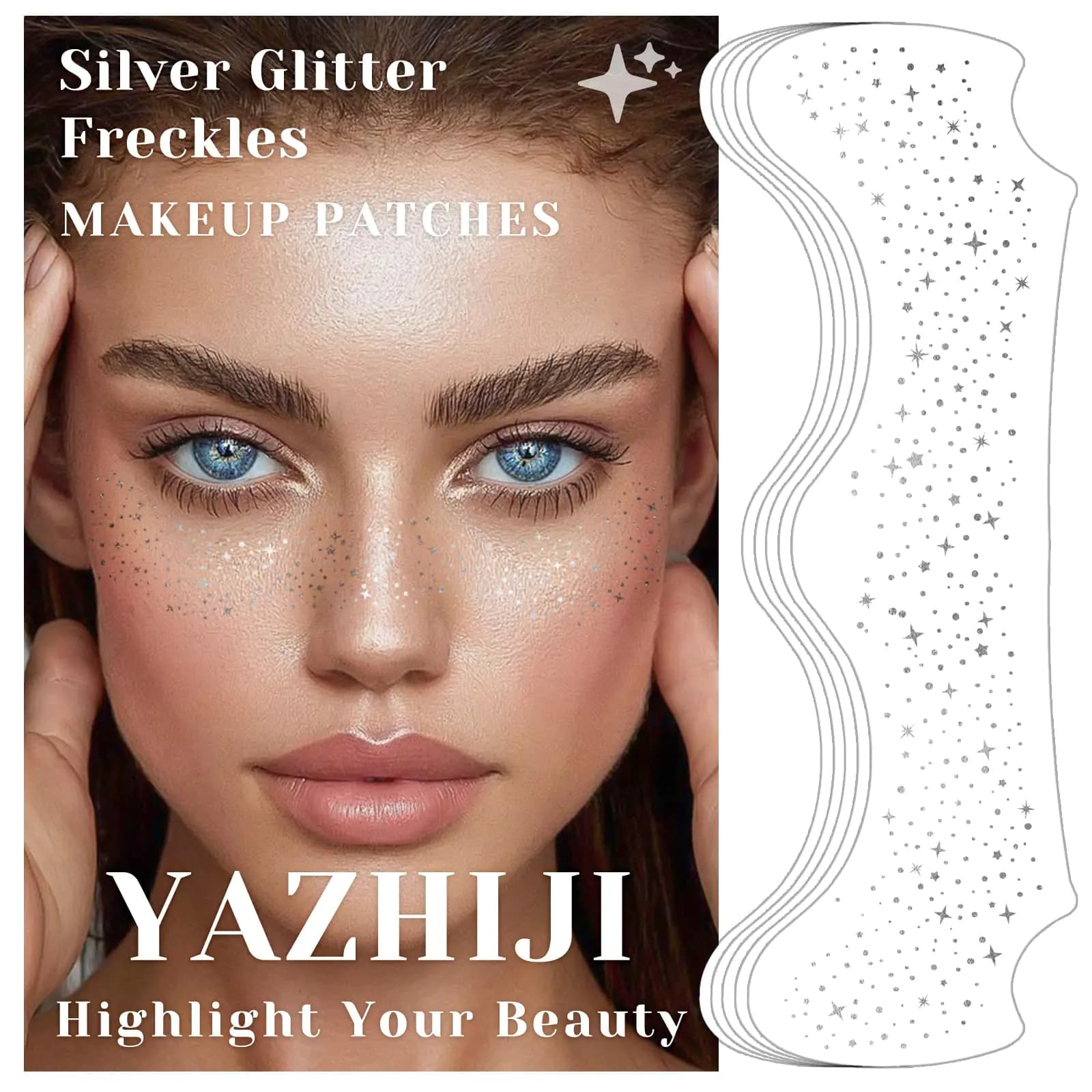 Silver Glitter Makeup Face Patches 24 Sheets
