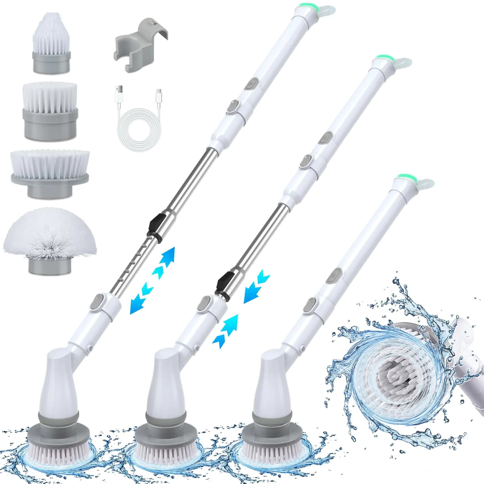 Electric Spin Scrubber with Dual Speed and Brush Heads