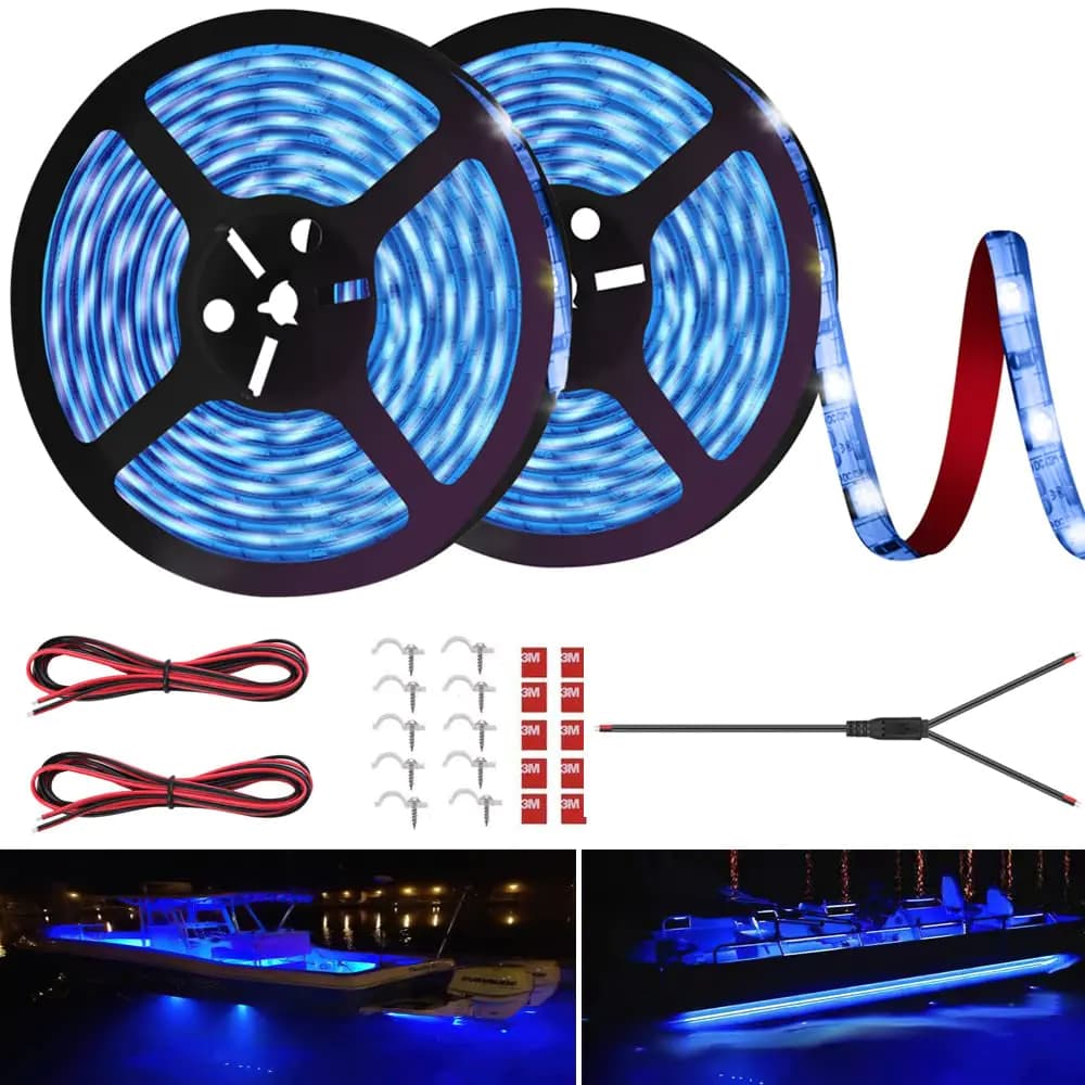 LED Boat Strip Lights 50FT Waterproof Blue