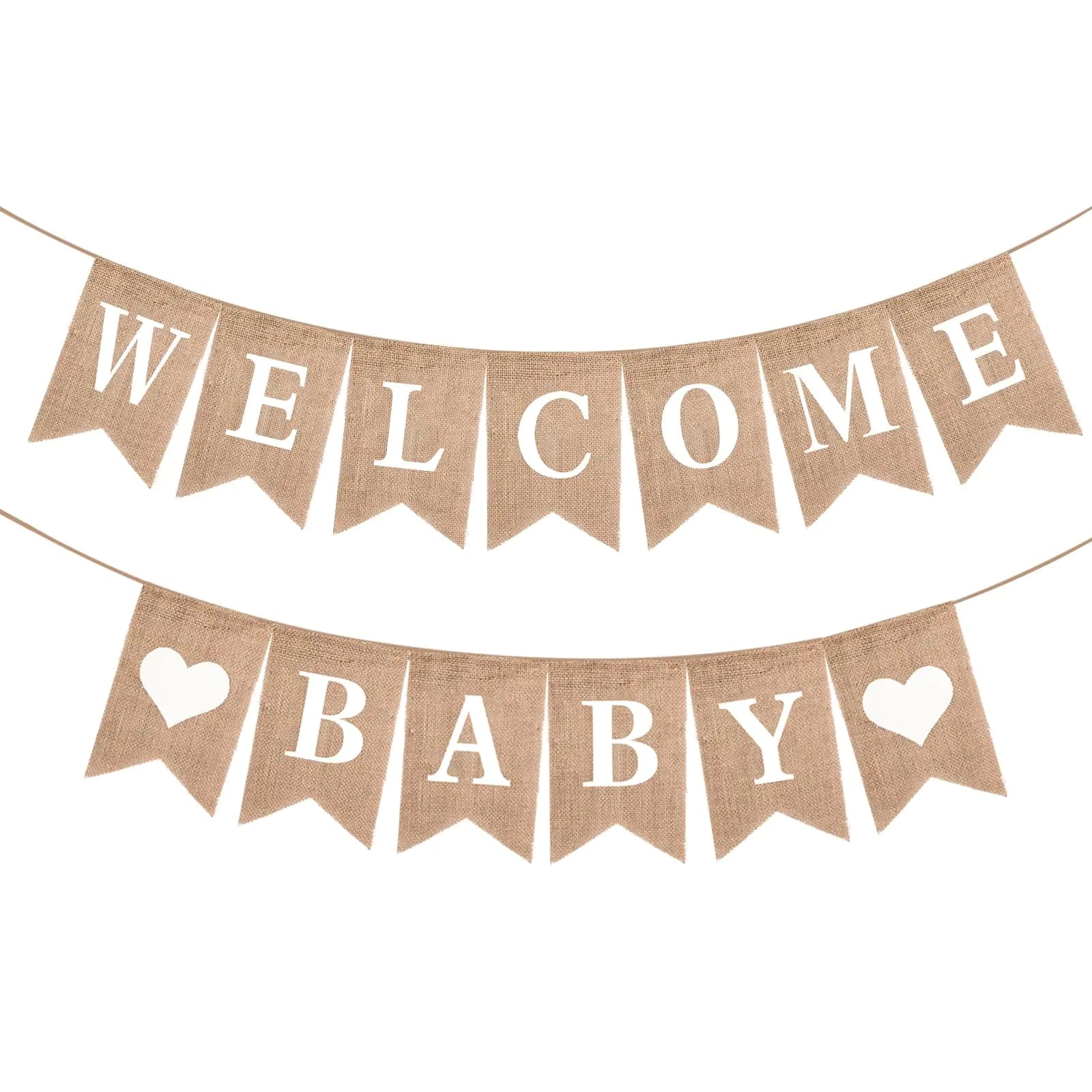 Welcome Baby Banner Pre-Strung Burlap Sign