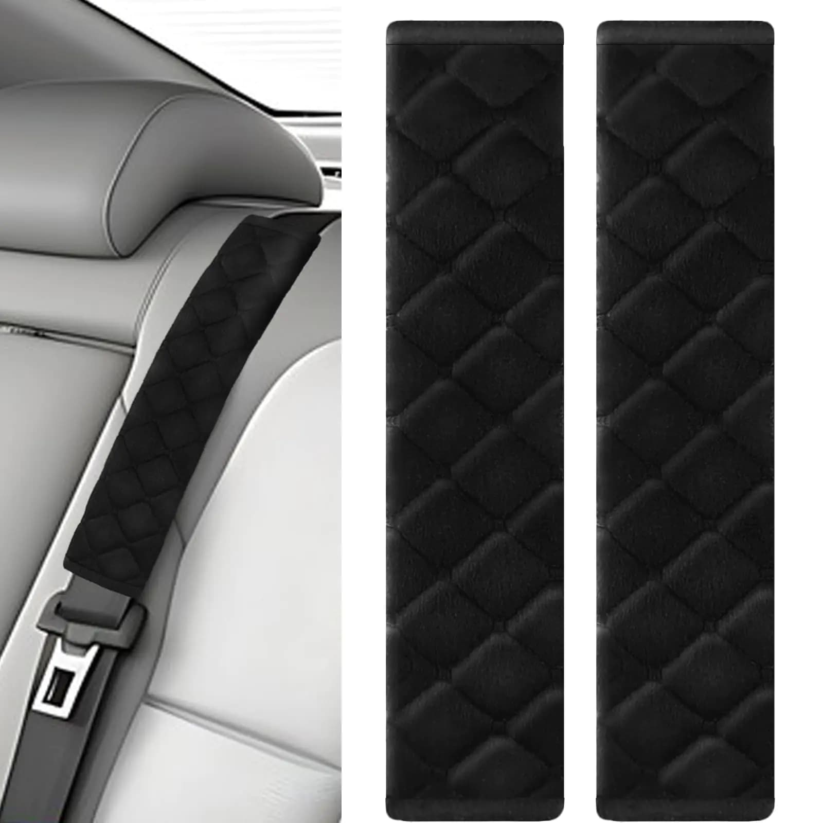 Car Seat Belt Shoulder Strap Padding Black