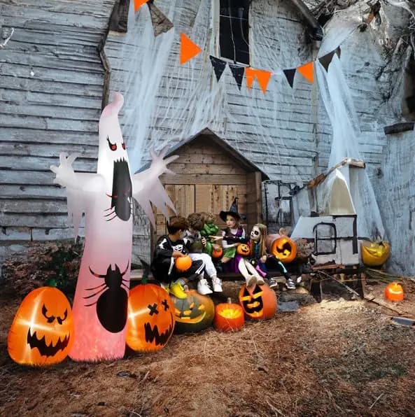 11.8 FT Halloween Inflatables Ghost Spider Pumpkin Outdoor Decorations