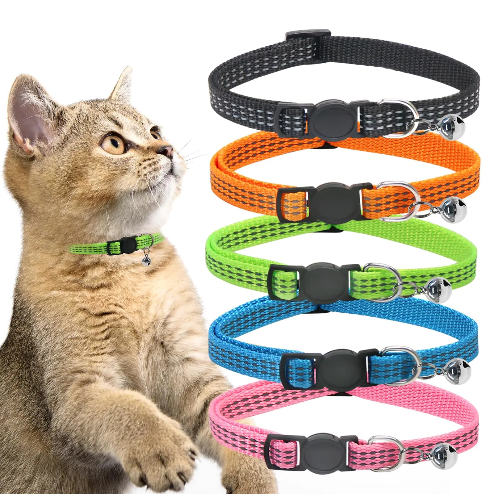 Reflective Cat Collars with Bells, 10 Pack