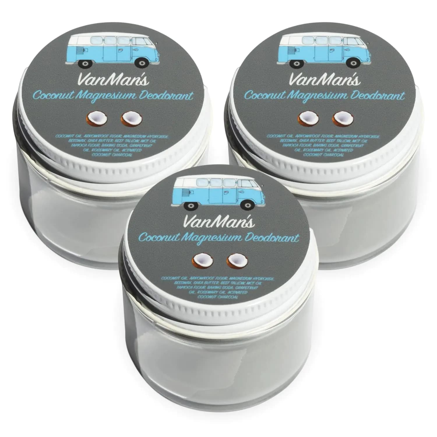 Handmade Coconut Magnesium Deodorant, 3 Pack