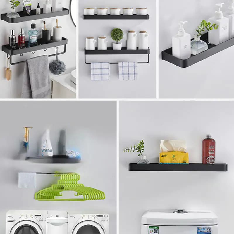 Wall Mounted Bathroom Organizer Shelf and Towel Rack