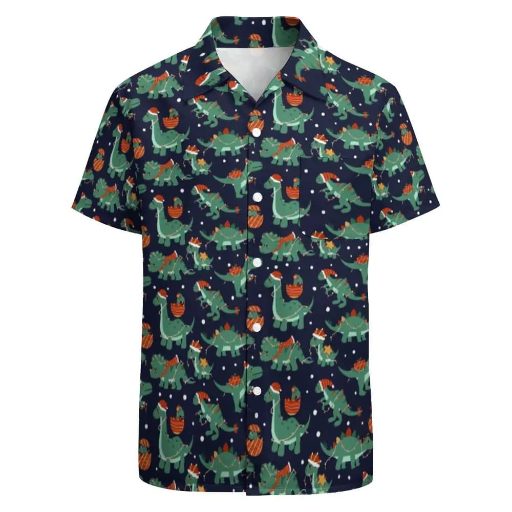 Dinosaur Christmas Hawaiian Shirt Men