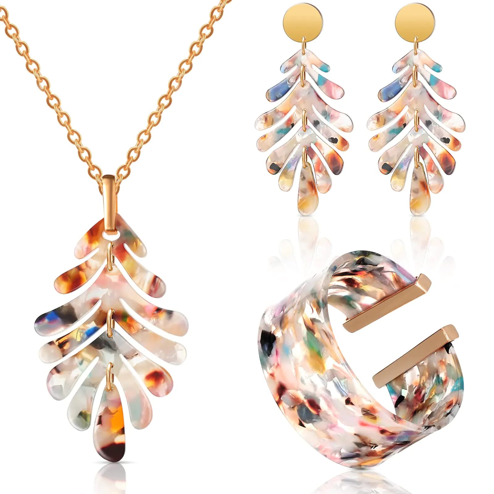 Acrylic Jewelry Set With Earrings Necklace Bracelet