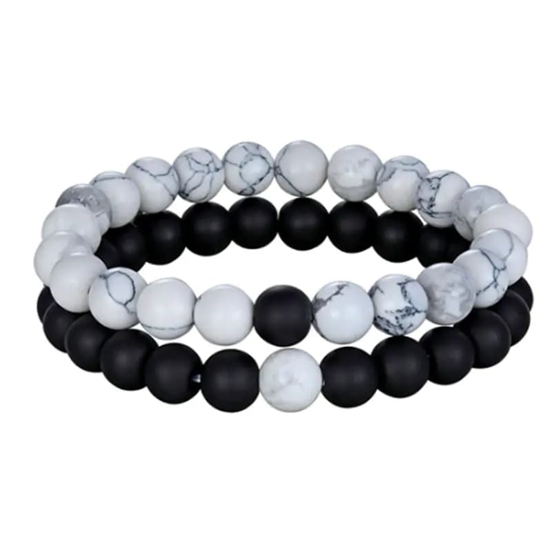 Couple's Black Yoga Bead Bracelet - Trendy Accessories