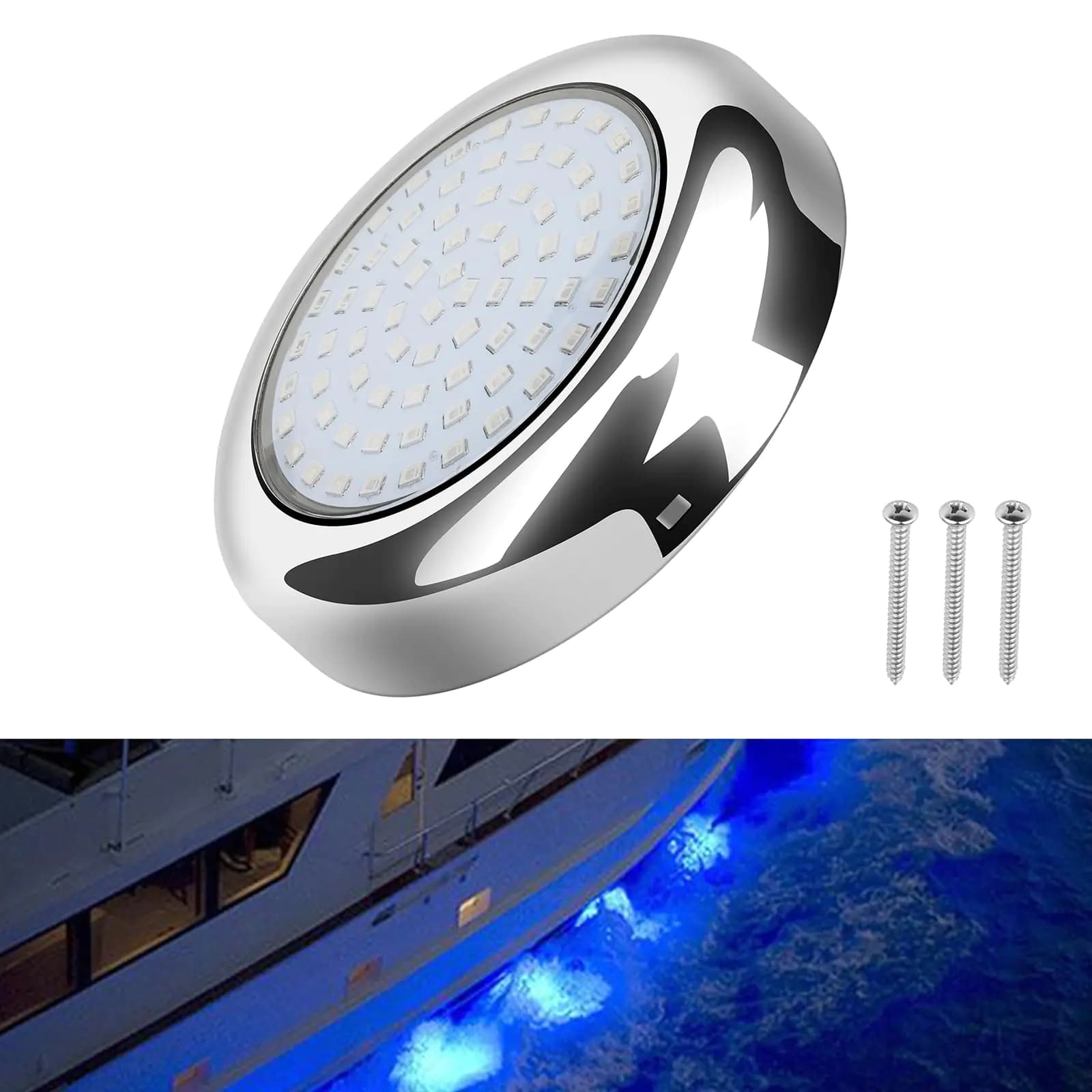 Round Underwater Boat Light IP68 Waterproof LED