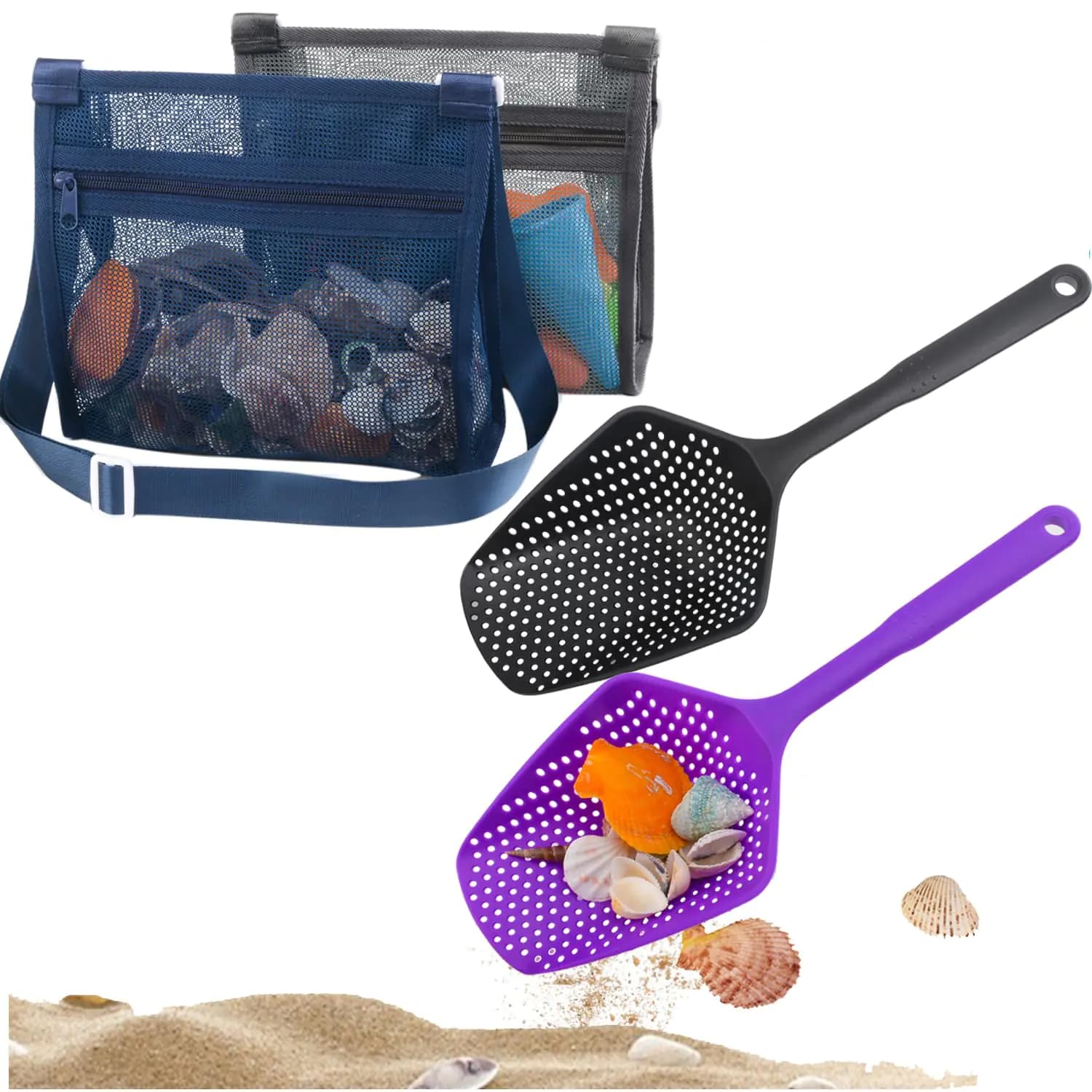 Beach Mesh Shell Scooper with Bag