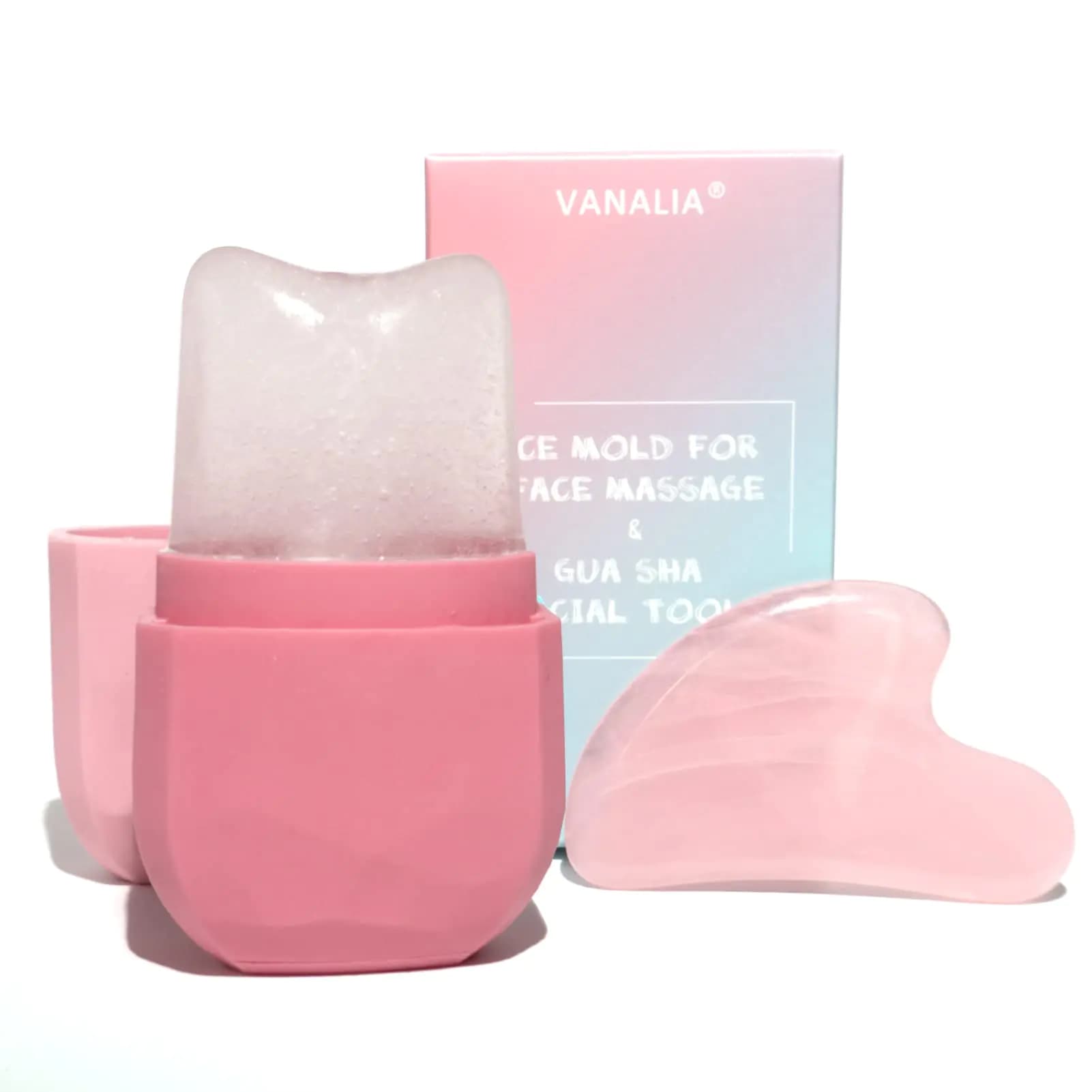 Ice Roller and Gua Sha Set, Pink