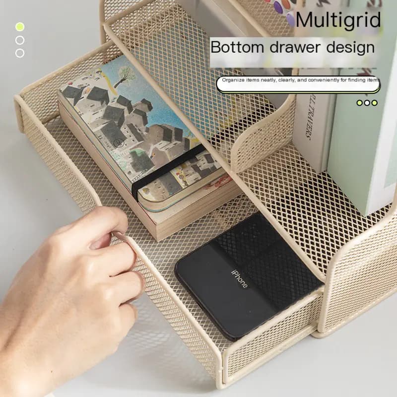 Rose Gold Desktop Organizer for Office Supplies