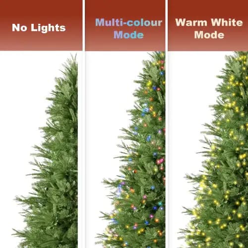 6.5 Feet Artificial Christmas Tree With Metal Brackets, 450 Two-color LED Lights, 1791 Branch Tips Green