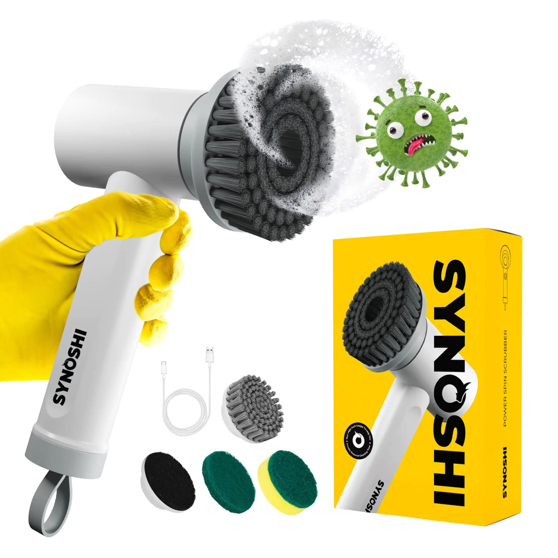 Electric Spin Scrubber with 3 Replaceable Heads