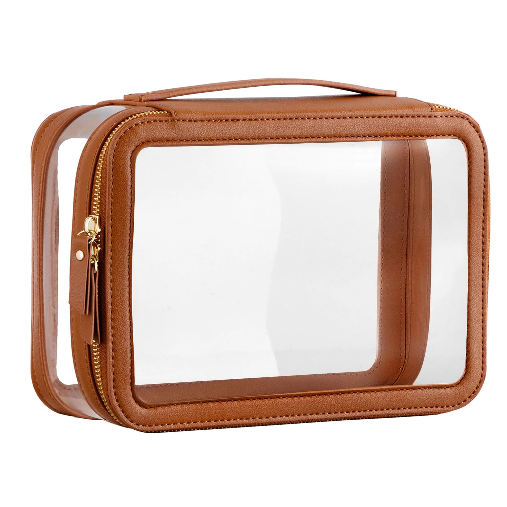 Clear Waterproof Makeup Organizer Bag Brown