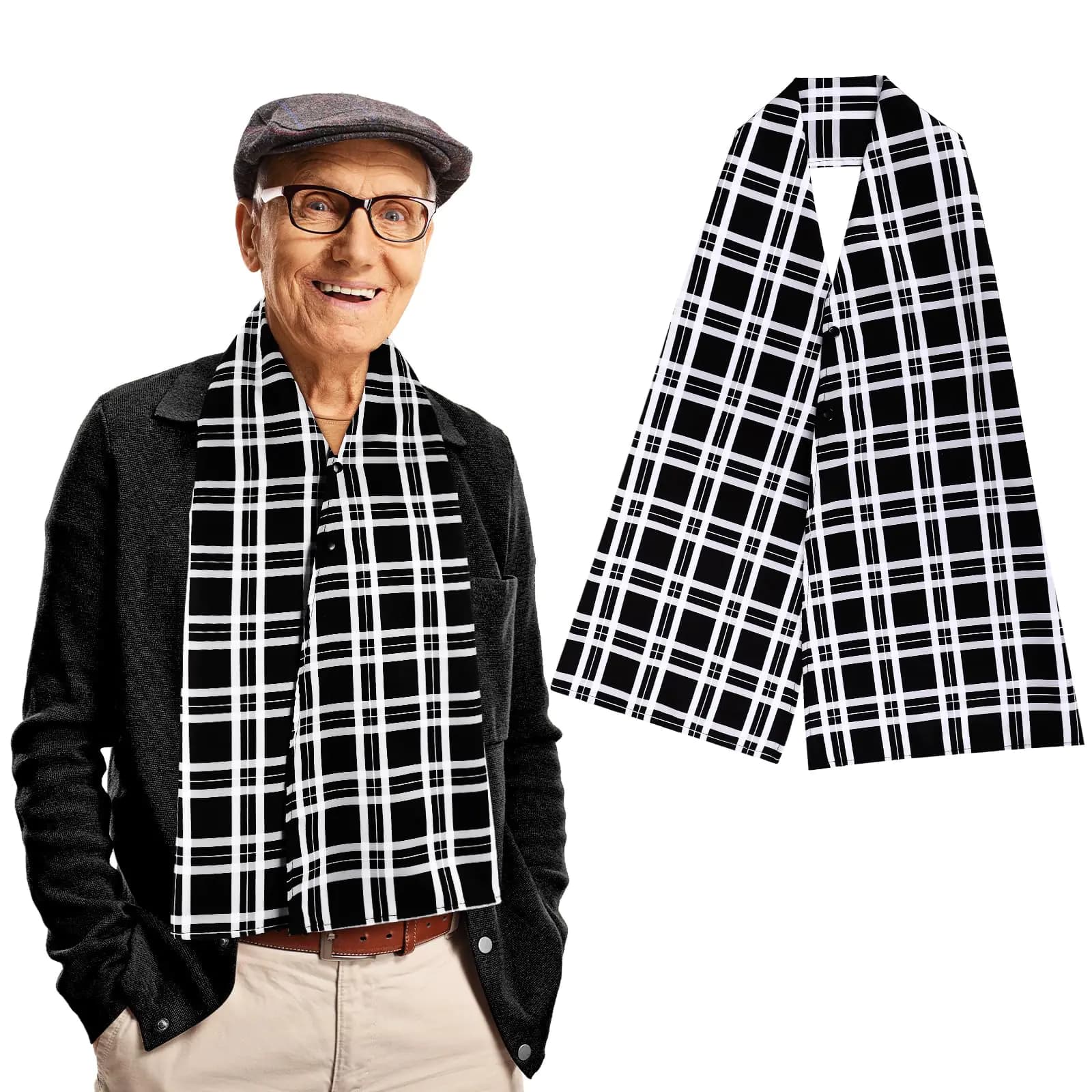 Adult Bib Scarf Plaid Washable Reusable