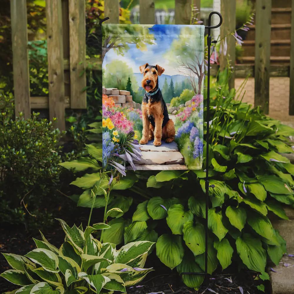 Airedale Terrier Spring Garden Flag
